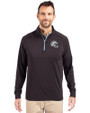 Los Angeles Chargers NFL Helmet Cutter & Buck Adapt Recycled Soft Knit Stretch  Mens Quarter Zip Pullover Black/Atlas Front