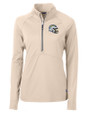 Los Angeles Chargers NFL Helmet Cutter & Buck Adapt Recycled Soft Knit Stretch Womens Half Zip Pullover Wheat Mannequin
