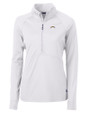 Los Angeles Chargers Cutter & Buck Adapt Recycled Soft Knit Stretch Womens Half Zip Pullover White Mannequin