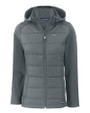 Los Angeles Chargers Cutter & Buck Evoke Recycled HoneycombFleece Womens Hybrid Full Zip Jacket Elemental Grey Mannequin
