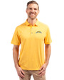 Los Angeles Chargers Cutter & Buck Forge Recycled Four-Way Stretch Mens Polo College Gold Heather Front