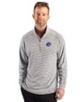 Boise State Broncos Cutter & Buck Forge Recycled Double Stripe Four-Way Stretch Mens Quarter Zip Pullover Polished/White Front