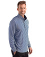 Xavier Musketeers Cutter & Buck Forge Recycled Double Stripe Four-Way Stretch Mens Quarter Zip Pullover Navy Blue/White Side