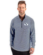 Brigham Young Cougars Cutter & Buck Forge Recycled Double Stripe Four-Way Stretch Mens Quarter Zip Pullover Navy Blue/White Front