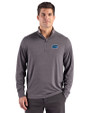 Florida Gators Cutter & Buck Forge Recycled Four-Way Stretch Mens Quarter Zip Pullover Dark Black Heather Front