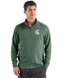 Michigan State Spartans Cutter & Buck Forge Recycled Four-Way Stretch Mens Quarter Zip Pullover Dark Hunter Heather Front