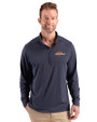Pepperdine Waves Cutter & Buck Forge Recycled Four-Way Stretch Mens Quarter Zip Pullover Dark Navy Blue Heather Front