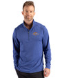 Pepperdine Waves Cutter & Buck Forge Recycled Four-Way Stretch Mens Quarter Zip Pullover Tour Blue Heather Front