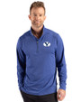 Brigham Young Cougars Cutter & Buck Forge Recycled Four-Way Stretch Mens Quarter Zip Pullover Tour Blue Heather Front