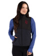 St Johns Red Storm Cutter & Buck Hunts Point Recycled Fleece Womens Hybrid Full Zip Vest Black Front