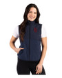 St Johns Red Storm Cutter & Buck Hunts Point Recycled Fleece Womens Hybrid Full Zip Vest Navy Blue Front