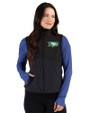 North Dakota Cutter & Buck Hunts Point Recycled Fleece Womens Hybrid Full Zip Vest Black Front