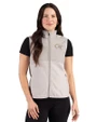 Georgia Tech Yellow Jackets - Cutter & Buck Hunts Point Recycled Fleece Womens Hybrid Full Zip Vest Polished Medium Gray Front