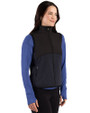 Harvard Crimson Cutter & Buck Hunts Point Recycled Fleece Womens Hybrid Full Zip Vest Black Side