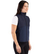 Pepperdine Waves Cutter & Buck Hunts Point Recycled Fleece Womens Hybrid Full Zip Vest Navy Blue Side