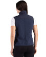 Pepperdine Waves Cutter & Buck Hunts Point Recycled Fleece Womens Hybrid Full Zip Vest Navy Blue Back