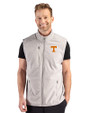 Tennessee Volunteers Cutter & Buck Hunts Point Recycled Fleece Mens Hybrid Full Zip Vest Polished Medium Gray Front