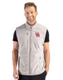 Houston Cougars Cutter & Buck Hunts Point Recycled Fleece Mens Hybrid Full Zip Vest Polished Medium Gray Front