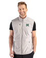 Hawaii Warriors Cutter & Buck Hunts Point Recycled Fleece Mens Hybrid Full Zip Vest Polished Medium Gray Front