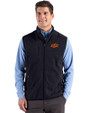 Oklahoma State Cowboys Cutter & Buck Hunts Point Recycled Fleece Mens Hybrid Full Zip Vest Black Front