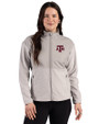Texas A&M Aggies Cutter & Buck Hunts Point Recycled Fleece Womens Hybrid Full Zip Jacket Polished Medium Gray Front