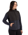 Clark Atlanta Panthers Cutter & Buck Hunts Point Recycled Fleece Womens Hybrid Full Zip Jacket Black Side