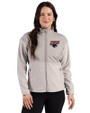 Clark Atlanta Panthers Cutter & Buck Hunts Point Recycled Fleece Womens Hybrid Full Zip Jacket Polished Medium Gray Front