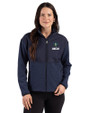 UNC Wilmington Seahawks - Cutter & Buck Hunts Point Recycled Fleece Womens Hybrid Full Zip Jacket Navy Blue Front