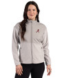 Alabama Crimson Tide Cutter & Buck Hunts Point Recycled Fleece Womens Hybrid Full Zip Jacket Polished Medium Gray Front