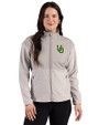 Oregon Ducks- Cutter & Buck Hunts Point Recycled Fleece Womens Hybrid Full Zip Jacket Polished Medium Gray Front