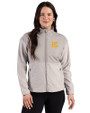 ETSU Buccaneers Cutter & Buck Hunts Point Recycled Fleece Womens Hybrid Full Zip Jacket Polished Medium Gray Front
