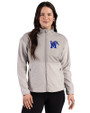 Memphis Tigers Cutter & Buck Hunts Point Recycled Fleece Womens Hybrid Full Zip Jacket Polished Medium Gray Front