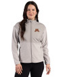 Minnesota Golden Gophers Cutter & Buck Hunts Point Recycled Fleece Womens Hybrid Full Zip Jacket Polished Medium Gray Front