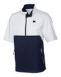 Michigan Wolverines Cutter & Buck Fairway Short-Sleeve Half-Zip Jacket White/Liberty Navy Mannequin