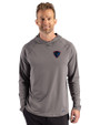 DePaul Blue Demons Cutter & Buck Prospect Recycled Featherlight Stretch Mens Big & Tall Hooded Pullover Elemental Grey Front