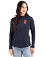 Syracuse Orange Cutter & Buck Prospect Recycled  Featherlight Stretch Womens Hooded Pullover Navy Blue Front