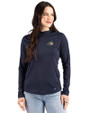 Montana State Bobcats Cutter & Buck Prospect Recycled  Featherlight Stretch Womens Hooded Pullover Navy Blue Front