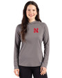 Nebraska Cornhuskers Cutter & Buck Prospect Recycled  Featherlight Stretch Womens Hooded Pullover Elemental Grey Front