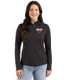 SMU Mustangs Cutter & Buck Prospect Recycled Featherlight Stretch Womens Quarter Zip Black Front