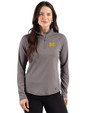 Michigan Wolverines Cutter & Buck Prospect Recycled Featherlight Stretch Womens Quarter Zip Elemental Grey Front