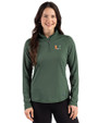 Miami Hurricanes Cutter & Buck Prospect Recycled Featherlight Stretch Womens Quarter Zip Hunter Green Front