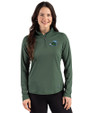 Tulane Green Wave Cutter & Buck Prospect Recycled Featherlight Stretch Womens Quarter Zip Hunter Green Front