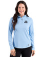 Old Dominion Monarchs Cutter & Buck Prospect Recycled Featherlight Stretch Womens Quarter Zip Atlas Light Blue Front