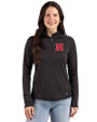 Nebraska Cornhuskers Cutter & Buck Prospect Recycled Featherlight Stretch Womens Quarter Zip Black Front