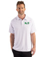 North Dakota Cutter & Buck Prospect Recycled Featherlight Stretch Mens Sport Polo White Front