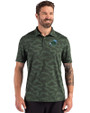 Tulane Green Wave Cutter & Buck Coastline Recycled Double Peached Camo Print Mens Polo Hunter Green Front