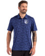 Saint Louis Billikens Cutter & Buck Coastline Recycled Double Peached Camo Print Mens Polo Tour Blue Front