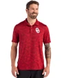 Oklahoma Sooners  Cutter & Buck Coastline Recycled Double Peached Camo Print Mens Polo Cardinal Red Front