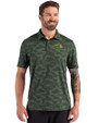 NDSU Bison Cutter & Buck Coastline Recycled Double Peached Camo Print Mens Polo Hunter Green Front