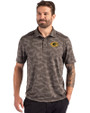 Grambling Tigers Cutter & Buck Coastline Recycled Double Peached Camo Print Mens Polo Elemental Grey Front